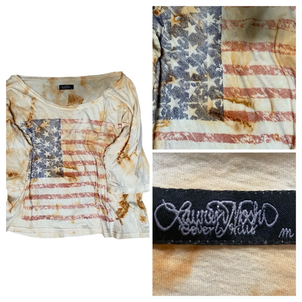 NEW LAUREN MOSHI BEVERLY HILLS DISTRESSED FLAG TEE